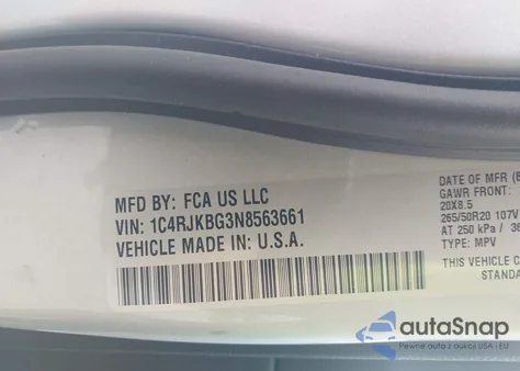 2022 Jeep Grand Cherokee L Limited 4X4 from USA, damaged, VIN 1C4RJKBG3N8563661